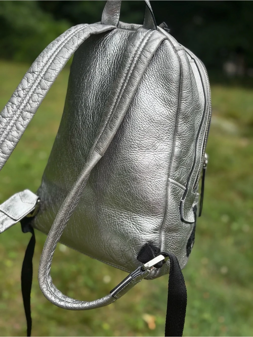 Marc Jacobs Gotham Flocked Animals Silver Leather Backpack Rare